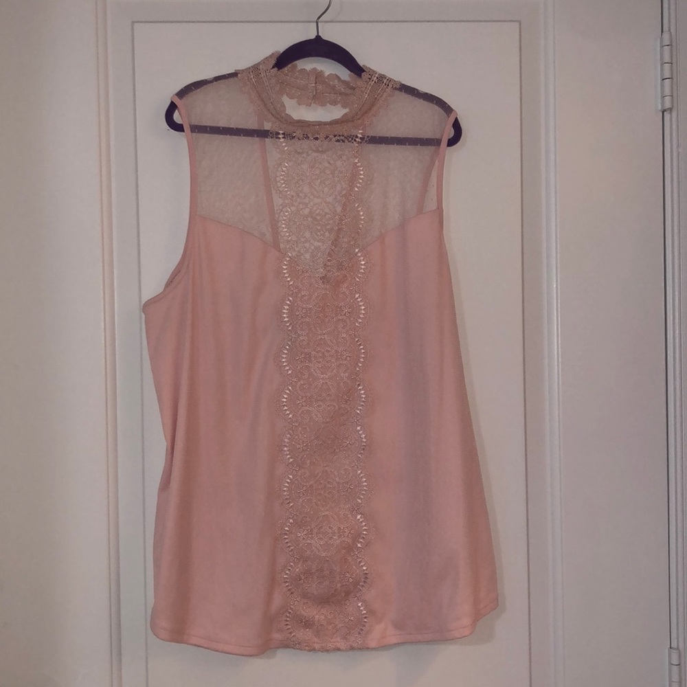 High neck soft pink blouse